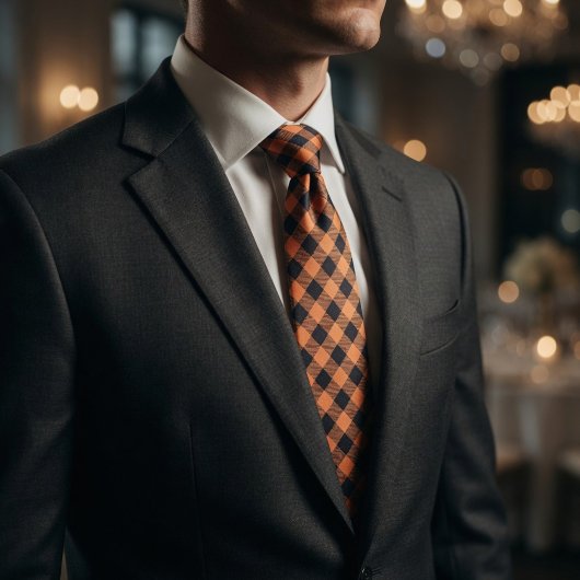 Cravate Orange Noir Symétrique