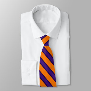 Cravate orange noire pourpre de rayure