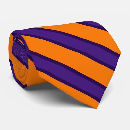 Cravate orange noire pourpre de rayure (Roulé)