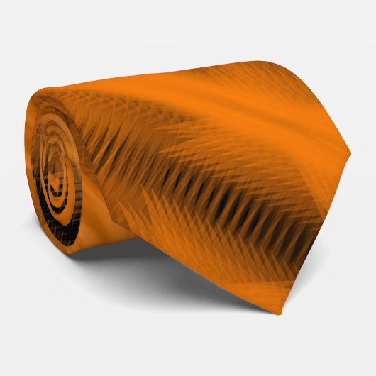 Cravate Orange On Black Futuristic Abstract Pattern Art (Roulé)