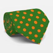 Cravate Orange On Green Polka Dots Pattern Design (Roulé)