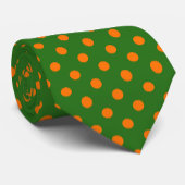Cravate Orange On Green Polka Dots Pattern Design