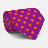 Cravate Orange On Purple Pois Design Motif (Roulé)