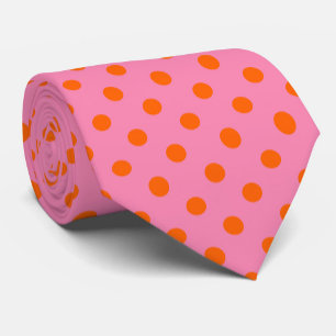 Cravate Orange On Rose Pois Design Motif