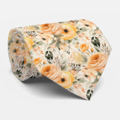 Cravate Orange Orange Roses fleurs florales (Roulé)