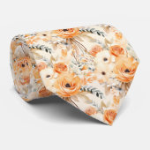 Cravate Orange Orange Roses fleurs florales (Roulé)