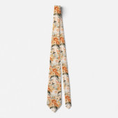Cravate Orange Orange Roses fleurs florales (Devant)