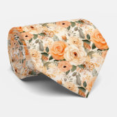Cravate Orange Orange Roses fleurs florales (Roulé)
