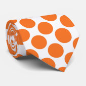 Cravate Orange Polka Dots on White Custom Necktie (Roulé)