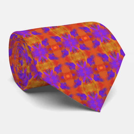 Cravate Orange Purple And Red Abstract Graphic Art Design (Roulé)