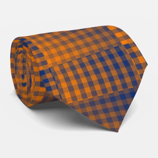 Cravate Orange Purple Checker Abstract Pattern (Roulé)