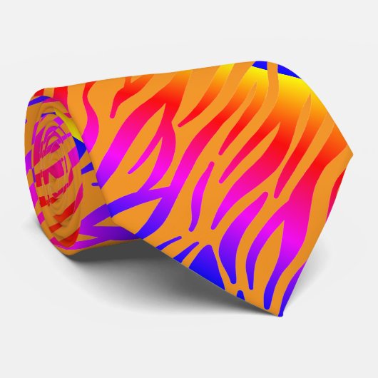 Cravate Orange rose Abstrait Zebra Stripes Cadeau Motif (Roulé)