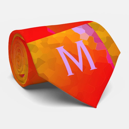 Cravate Orange Rose Funky Motifs Monogrammes Moderne tenda (Roulé)