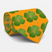 cravate orange Shamrock à 4 feuilles (Roulé)