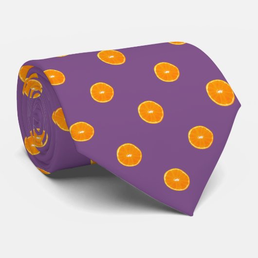 Cravate Orange Slice on Purple Background (Roulé)