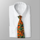 Cravate Orange, Vert Clair, Vert Foncé, Camouflage Noir (Attaché)