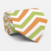 Cravate Orange, Vert Sage, Blancs Fromages Chevron (Roulé)