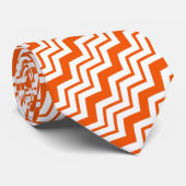 Cravate Orange White Chevron Zigzag Pattern Design  (Roulé)