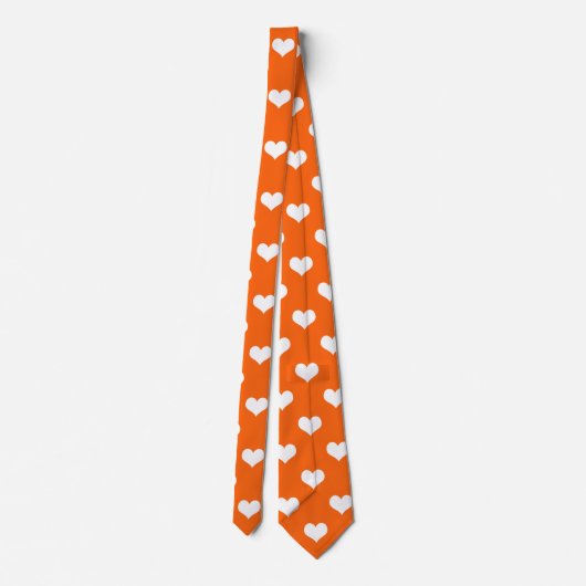 Cravate Orange White Love Heart Motif Design (Dos)