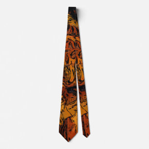 Cravate Orange, Yellow and Black Abstract