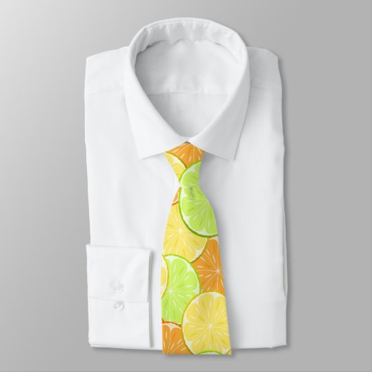Cravate oranges citrons citron vert agrumes nature fraîche (Attaché)