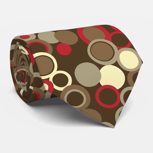 Cravate Orbs Polka Dot Coca Brown imprimé recto-verso (Roulé)