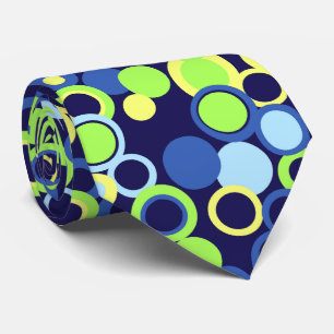 Cravate Orbs Polka Dot Marine Abstraite Deux côtés