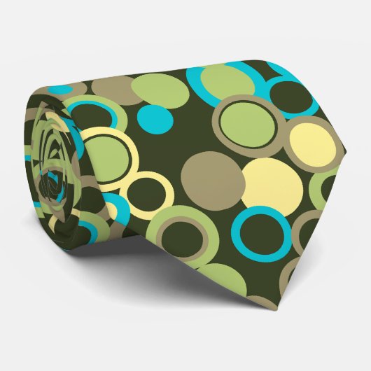 Cravate Orbs Polka Pot Vert Deux côtés Imprimé (Roulé)