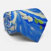 Cravate Orchidée aquarelle peinture, Nuages Mandala (Roulé)