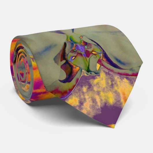 Cravate Orchidée de feu, abstraite peinture florale tropic (Roulé)