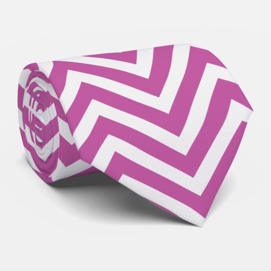 Cravate Orchidée rayonnante Chevron Motif violet blanc mod (Roulé)