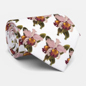 Cravate Orchidée vintage violette Cattleya, Fleurs tropica (Roulé)