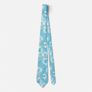 Cravate Orchidées blanches d'Aqua tropical Hibiscus Flora