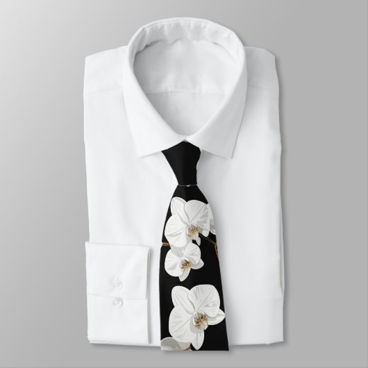 Cravate Orchidées blanches élégantes (Attaché)
