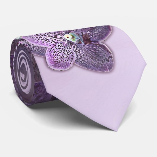 Cravate Orchidées de fleurs violettes (Roulé)