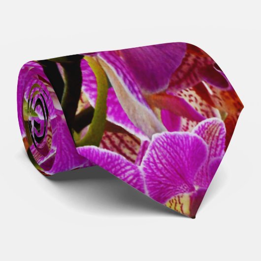 Cravate Orchidées Magenta, (Roulé)