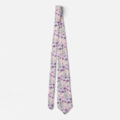 Cravate Orchidées pastel violettes roses lavande bleu clai (Dos)