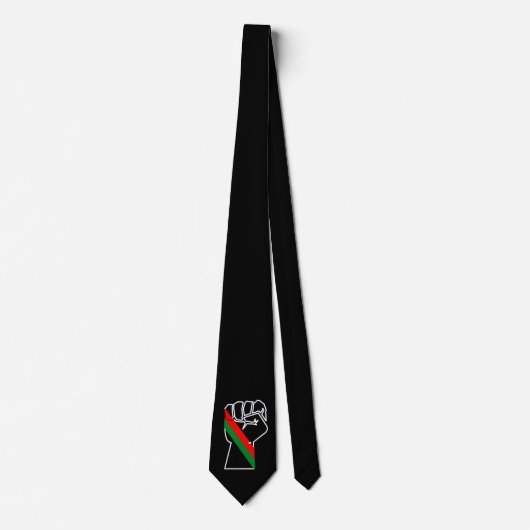 Cravate orgueil noir poing vert rouge pan drapeau africain (Devant)