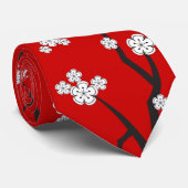 Cravate orientale blanche asiatique de fleurs de (Roulé)