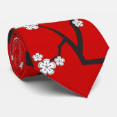 Cravate orientale blanche asiatique de fleurs de (Roulé)