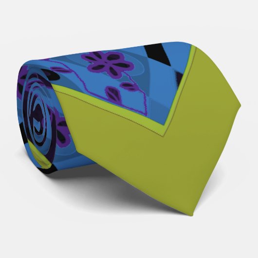 Cravate Origami Chintz (L) Blue Indigo Olive Black (Roulé)