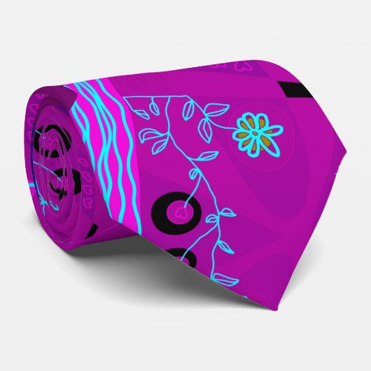 Cravate Origami Chintz (L) Fuchsia Turquoise Blue Magenta (Roulé)