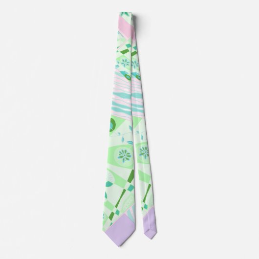 Cravate Origami Chintz (L) Vert Turquoise rose Lilac (Devant)