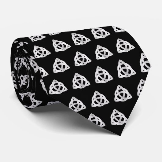 Cravate Original Celte Triquetra noeud argent motif icône (Roulé)
