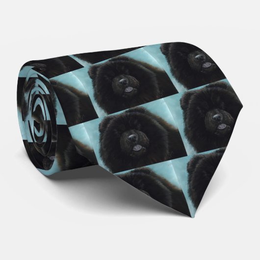 Cravate original noir d'art de bouffe de bouffe (Roulé)