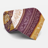 Cravate Ornate Baroque Stripes Burgundy Gold ID1095 (Roulé)