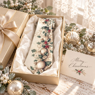 Cravate Ornement de Noël élégant vintage victorien perle