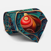 Cravate Ornement de Noël rouge et vert (Roulé)