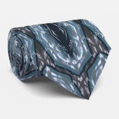 Cravate Ornement géométrique oriental bleu (Roulé)