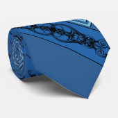 Cravate Ornements bleus (Roulé)